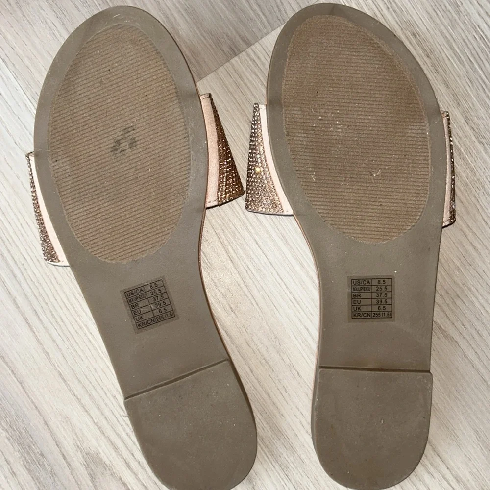 Slide Sandals Lot- 2 Pairs 8 Black Universal Thread-Tan Sequin Forever 21